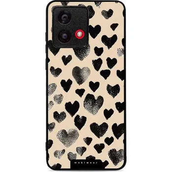 Pouzdro na mobilní telefon Lesklý kryt Mobiwear Glossy - Motorola Moto G84 - GA51G Černá srdíčka (Prémiové lesklé pouzdro, obal, kryt Mobiwear Glossy na mobil Motorola Moto G84 - GA51G Černá srdíčka, materiál Plast + TPU silikon - krytí po všech stranách, neošoupatelný potisk, tenk