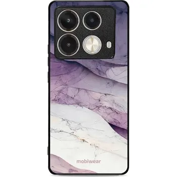 Pouzdro na mobilní telefon Lesklý kryt Mobiwear Glossy - Infinix Note 40 - G028G - Bílý a fialový mramor (Prémiové lesklé pouzdro, obal, kryt Mobiwear Glossy na mobil Infinix Note 40 - G028G - Bílý a fialový mramor, materiál Plast + TPU silikon - krytí po všech stranách,)