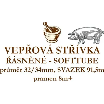 uzenina ŘEZPOF spol. s r.o. Vepřové střívko 32/34, PE 8m+, řásněné, balení 2x91,5m