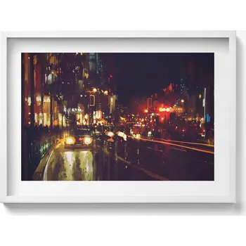 Obraz Dekorativní nástěnný obraz v rámu do obýváku Rozmazané malované město 70x50 cm