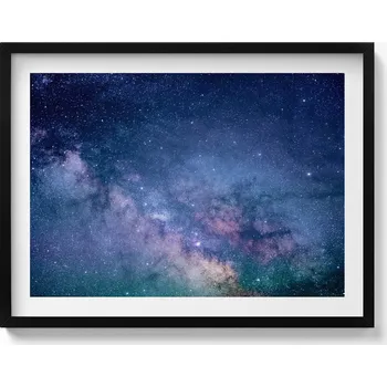 Obraz Dekorativní nástěnný obraz s grafikou v černém rámu Hvězdný vesmír 80x60 cm