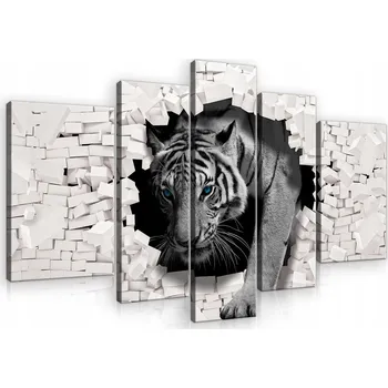 Obraz Obraz do obýváku TYGR MUR velký triptych 3D 170x100