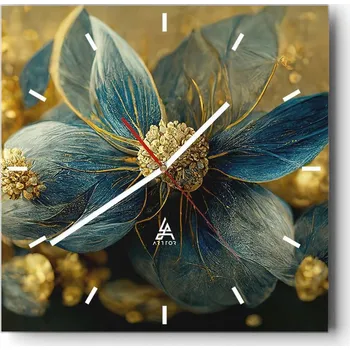 Hodiny Velké nástěnné hodiny 40x40 Art Deco Skleněné hodiny Čtvercové Tiché