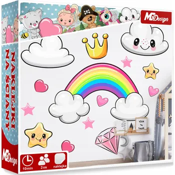 Samolepící dekorace XL VELKÁ Samolepka na stěnu DUHA A MRAKY 57x57
