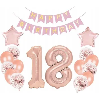 Balónek Sada balónků k 18. narozeninám, růžové zlato