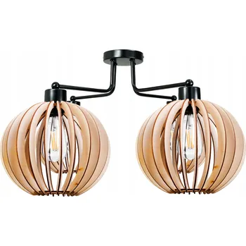 LAMPA LOFT 4XE27 SUFITOWA Závěsné dřevěné stropní svítidlo