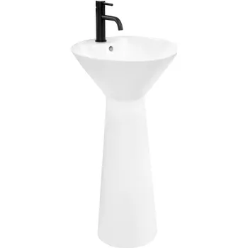 Umyvadlo REA Keramické Volně Stojící Umyvadlo River (Bílá), Monolitické, Ø 44 x 86 cm