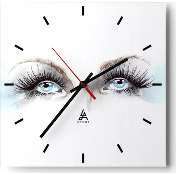 Hodiny Velké nástěnné hodiny na zeď 40x40 Žena Skleněné hodiny Čtvercové Tiché