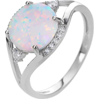 Prsten BEALIO BEALIO Stříbrný prsten mohutný SOLITÉR bílý OPÁL 62 mm