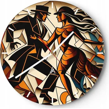 Hodiny Velké nástěnné hodiny 40x40 Kubismus Skleněné hodiny Kulatý Tiché