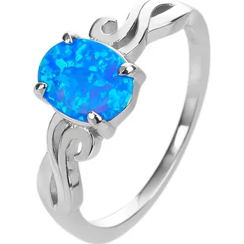 Prsten Bealio BEALIO Stříbrný prsten s ornamenty SOLITÉR modrý OPÁL Velikost prstenu: 62 03-12531-3305