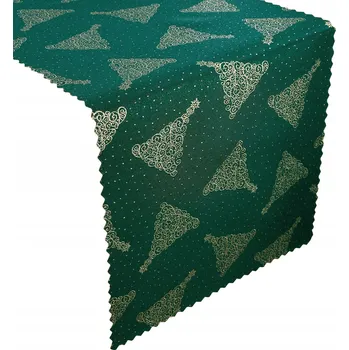Prostěradlo Běžec na stůl odstíny zelené a zlatá, 180 x 40 cm