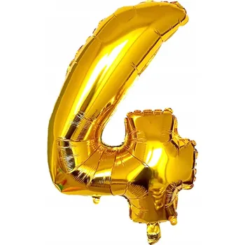 Balónek Fóliový balónek zlatý číslice 4 čtyřka 80 cm na helium i vzduch