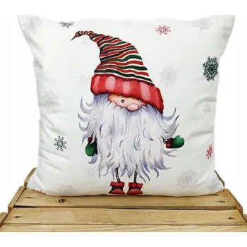 Vánoční dekorace Dekorační vánoční povlak na polštář Skřítek ČERVENÝ 40x40 Velvet gnóm Krasnal