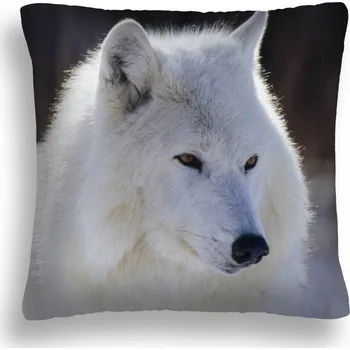 Polštář POLŠTÁŘ VLK 04 PORTRÉT BÍLÉHO VLKA ALFA POLŠTÁŘ