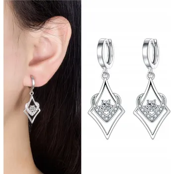 Náušnice KRÁSNÉ Stříbrné Náušnice Zirkony Dlouhé Visící Dámské