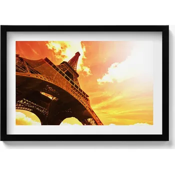 Obraz Závěsný obraz rámeček černé barvy Eiffelova věž atrakce v Paříži 60x40 cm