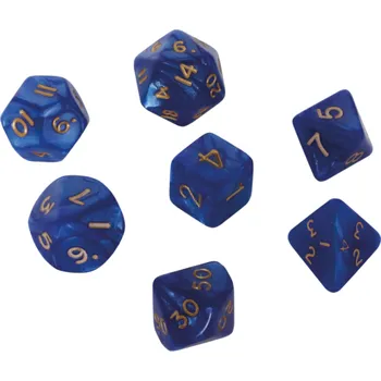 Příslušenství k deskovým hrám Bartl Sada 7 kostek 16mm pro RPG - Modrá se zlatou 112913(HOTGames)