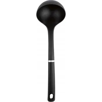 Naběračka ERNESTO Kuchyňská lžíce naběračka na polévku, pohodlná, 32 cm - ČERNÁ