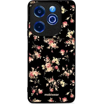 Lesklý kryt Mobiwear Glossy - Infinix Smart 8 - G039G - Květy na černé (Prémiové lesklé pouzdro, obal, kryt Mobiwear Glossy na mobil Infinix Smart 8 - G039G - Květy na černé, materiál Plast + TPU silikon - krytí po všech stranách, neošoupatelný potisk,)