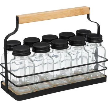 5five Simply Smart Organizér na koření ve tvaru košíku, 10 skleniček černá