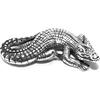 Stříbrná figurka 3D krokodýl (Stříbrný krokodýl)