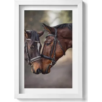 Obraz Dekorativní nástěnný obraz v rámu s grafikou Portrét koní v lese 20x30 cm