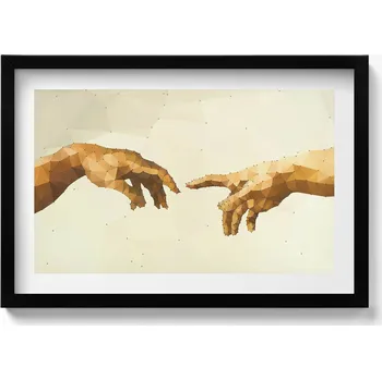 Obraz Ozdobný nástěnný obraz s grafikou v černém rámu Stvoření Adama 60x40 cm