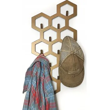 Věšák Šestiúhelník #4 - ZLATÝ - Kovový věšák na oblečení