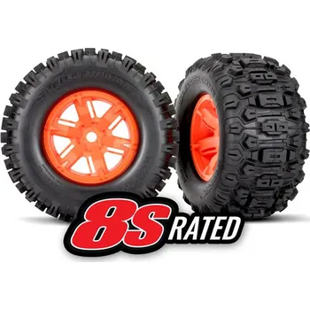 RC náhradní díl Traxxas kolo 4.3/5.7", disk oranžový, pneu Sledgehammer (pár)