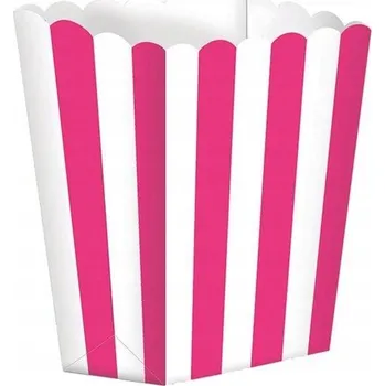 Party dekorace PAPÍROVÉ KRABIČKY NA POPCORN FUCHSIOVĚ-BÍLÉ PARTY