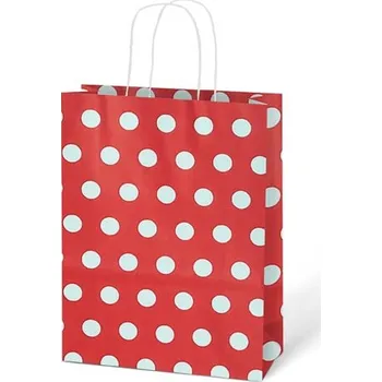 Dárková taška Papírová dárková taška červená s bílým puntíkem 27 cm m5251326.1