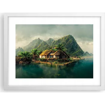 Obraz Obraz plakát v bílém rámu do obýváku 40x30 exotika foto plakáty na zeď