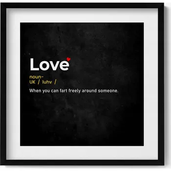 Obraz Dekorativní nástěnný obraz v černém rámu - Kreativní definice lásky, 50x50 cm