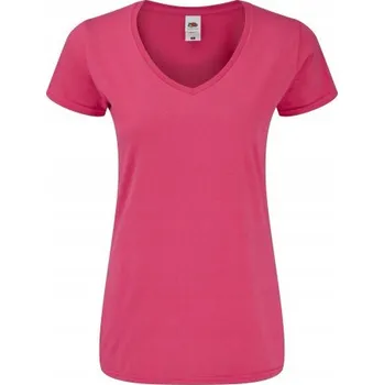 Tričko dámské Iconic s výstřihem do V Fruit of The Loom Fuchsia L