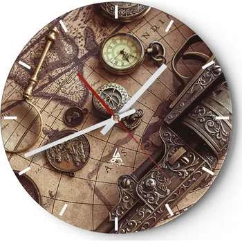 Hodiny Velké nástěnné hodiny 40x40 Mapa světa Skleněné hodiny Kulatý Tiché