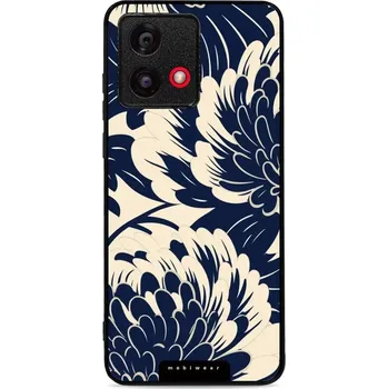 Pouzdro na mobilní telefon Lesklý kryt Mobiwear Glossy - Motorola Moto G84 - GA40G Modré a béžové květy (Prémiové lesklé pouzdro, obal, kryt Mobiwear Glossy na mobil Motorola Moto G84 - GA40G Modré a béžové květy, materiál Plast + TPU silikon - krytí po všech stranách, neošoupateln
