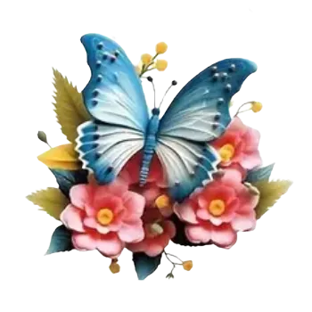 Nášivka Nažehlovací obrázek - motýl s květy X (9,6 x 10,0 cm)