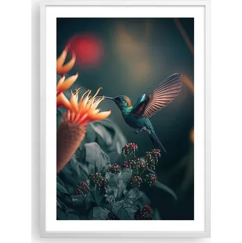 Obraz Plakát v bílém rámu do obývacího pokoje ložnice 50x70 pták moderní obraz