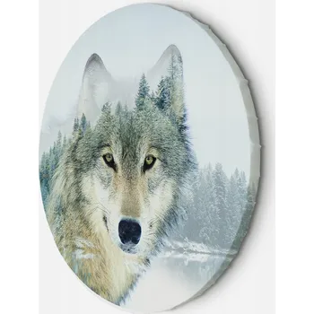 Obraz KULATÝ OBRAZ Vlk les v mlze zima DO OBÝVÁKU 40x40