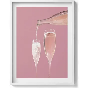 Obraz Dekorativní obraz v rámu do obýváku Růžové šampaňské ve stylu glamour 60x80 cm