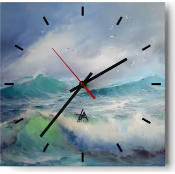 Hodiny Velké nástěnné hodiny 40x40 Bouře - Skleněné čtvercové tiché hodiny