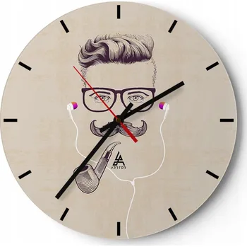 Hodiny Nástěnné hodiny do kuchyně 30x30 Muž Skleněné hodiny do obýváku Tiché