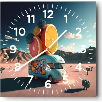 Hodiny Nástěnné hodiny do obýváku 40x40 Karavan Tichý Bezhluké hodiny na skle