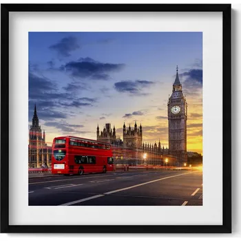 Obraz Dekorace obraz s grafikou v krásném rámu Červený autobus v Londýně 50x50 cm