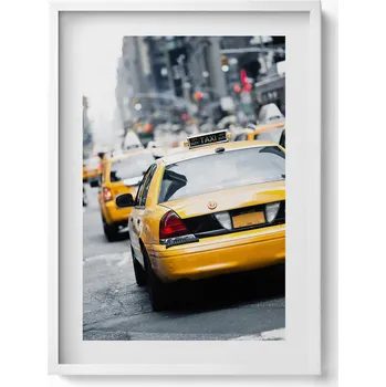 Obraz Stylový obraz v bílém rámu Newyorské taxíky v městské zácpě 50x70 cm