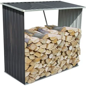 PROPER Přístřešek na dřevo plech antracit 163x83x154cm