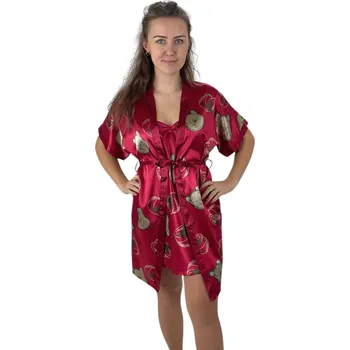 Dámská noční košile VÝPRODEJ - Saténová noční košilka se županem - Medvídek