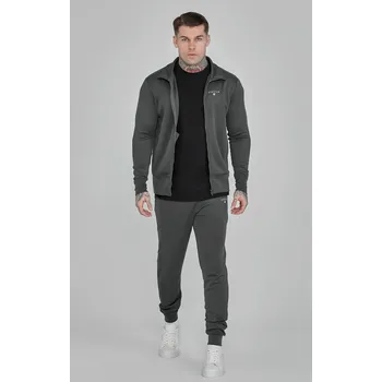 Pánské kalhoty SikSilk Grey Essentials Poly Track Pants – Šedé poly track tepláky Velikost: M