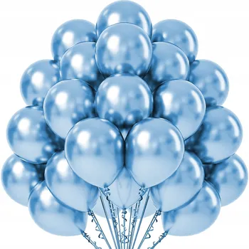 Balónek MODRÉ METALICKÉ LATEXOVÉ BALÓNKY 50 KUSŮ 12 palců 30 cm CHROMOVÉ